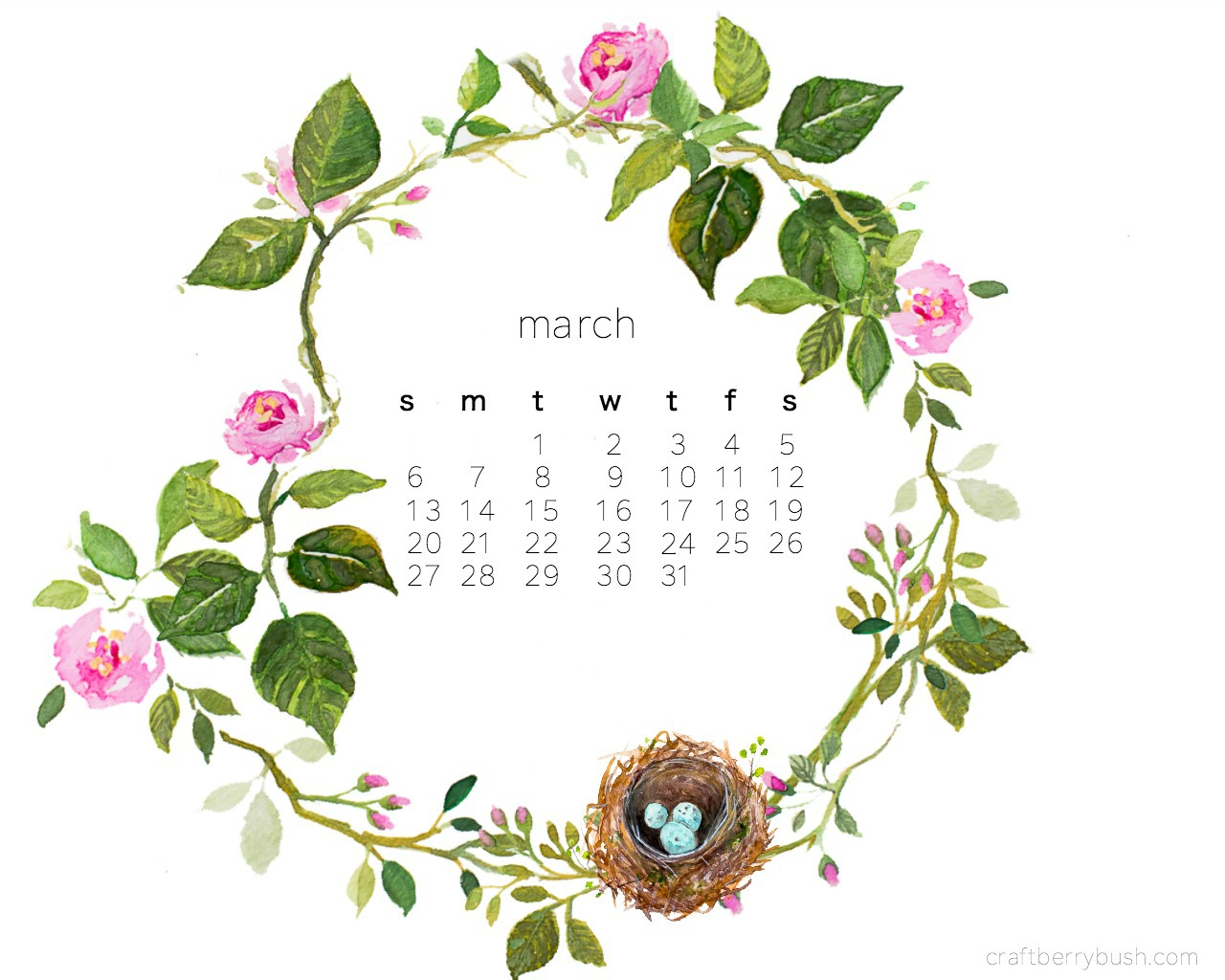 1280x1024 Free March Desktop Watercolor Calendar - Watercolor 2016 Calendar