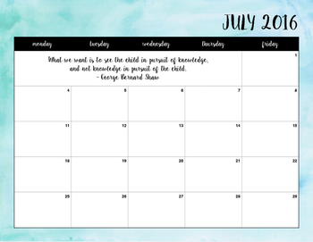 350x271 2016 2017 Watercolor Calendar By History Repeating Tpt - Watercolor 2016 Calendar