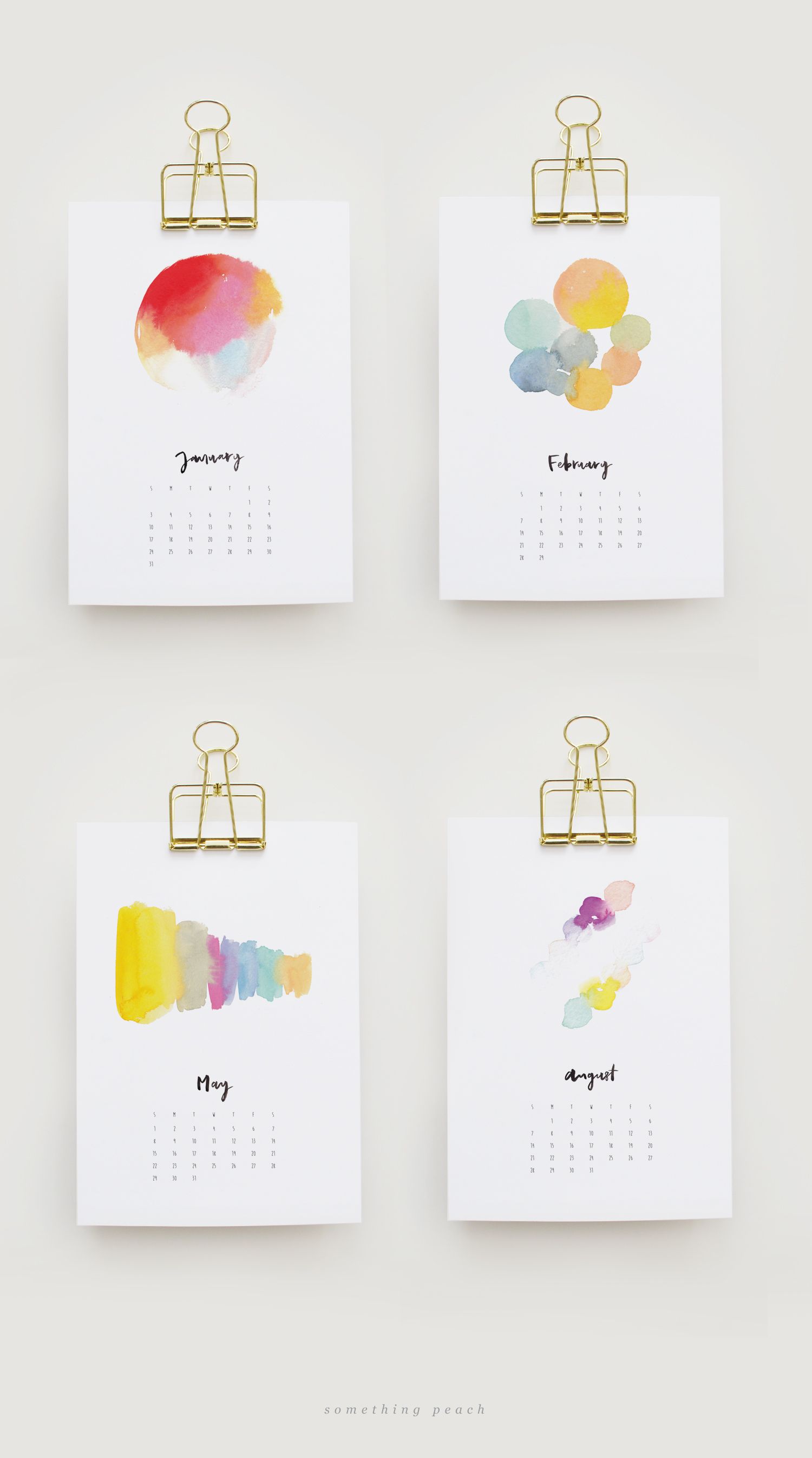 1500x2692 Free Printable 2016 Watercolour Calendar - Watercolor 2016 Calendar