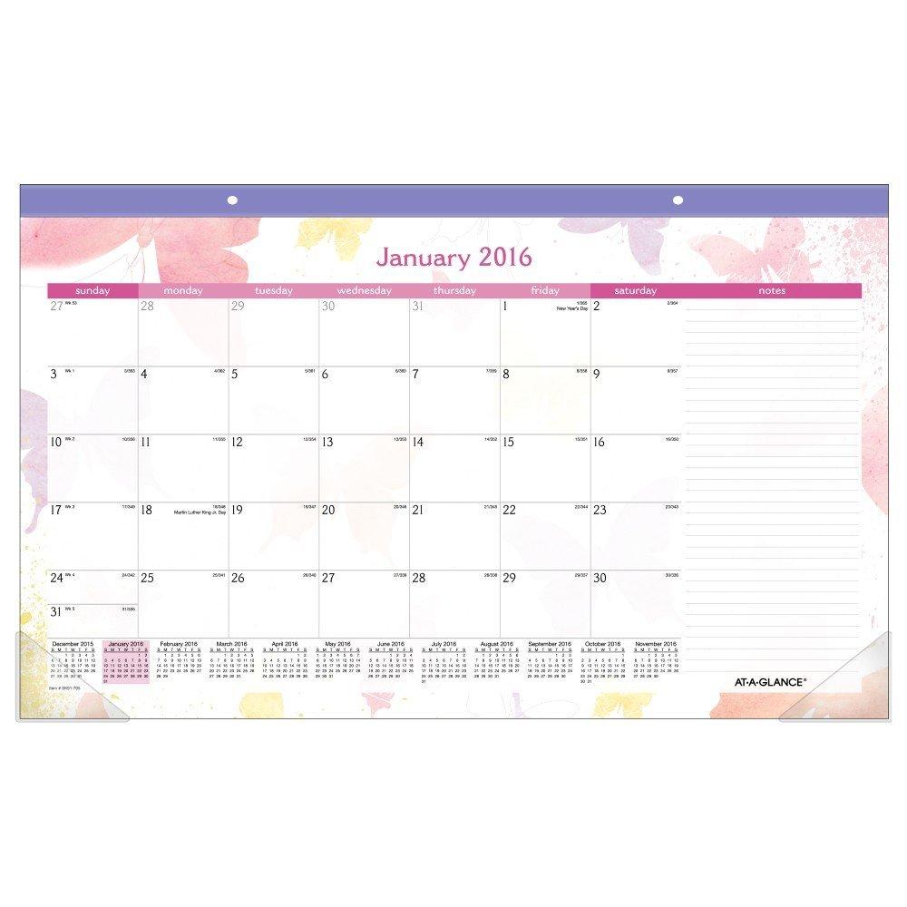 1000x1000 At A Glance Monthly Compact Desk Pad Calendar 2016 - Watercolor 2016 Calendar