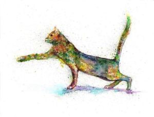 300x229 Original Cat Painting Watercolour Abstract Animals Illustration - Watercolor Abstract Animals