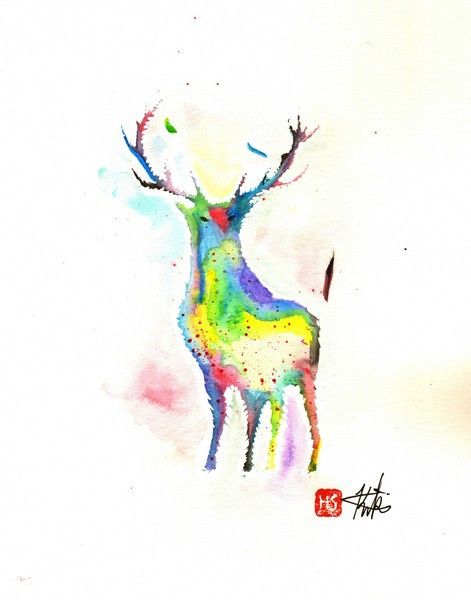 471x600 The Moose - Watercolor Abstract Animals
