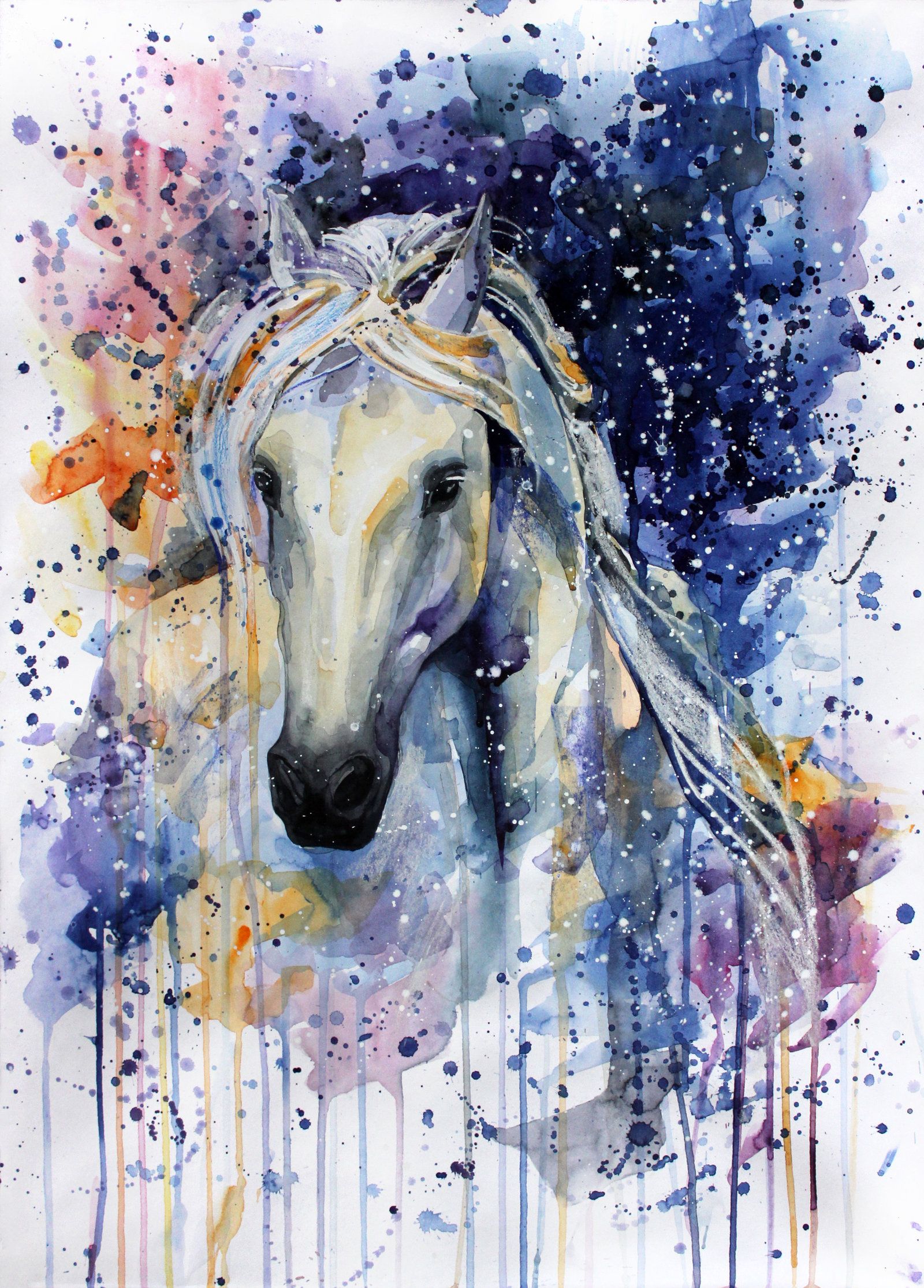 1600x2228 Watercolor Art, Horse Caballos Watercolor - Watercolor Abstract Animals