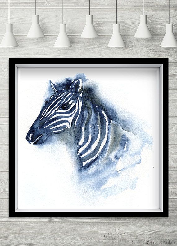 570x795 Zebra Print Watercolor Abstract Animal Painting By Lesiabinkinart - Watercolor Abstract Animals