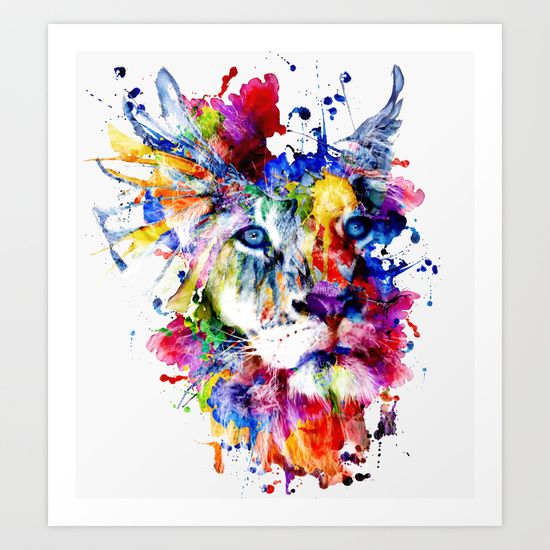 550x550 Lion, Watercolor, Abstract, Animal, Colors, Creative, Wall Art - Watercolor Abstract Animals