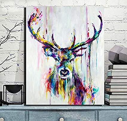 425x405 Watercolor Animals Pop Art Canvas Elk Abstract Prints - Watercolor Abstract Animals
