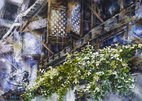 500x356 Blooming White Acacia - Watercolor Acacia