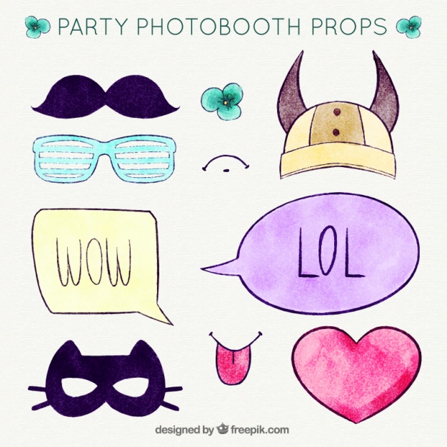 626x626 Collection Of Watercolor Accessories For Photos Vector Free Download - Watercolor Accessories