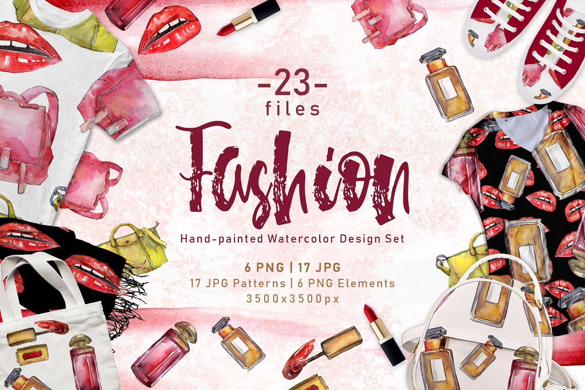 1200x800 Fashion Accessories Png Watercolor Set Design Bundles - Watercolor Accessories