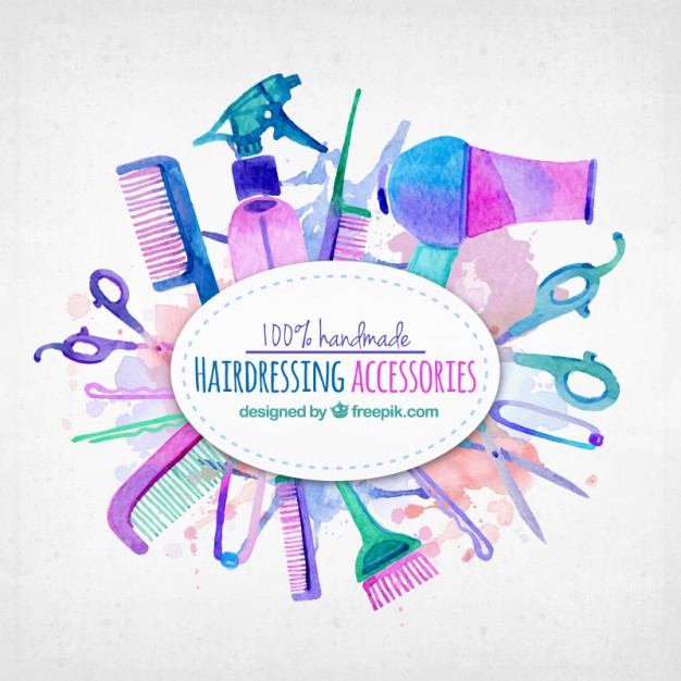 626x626 Watercolor Hairdressing Accessories Vector Free Download - Watercolor Accessories