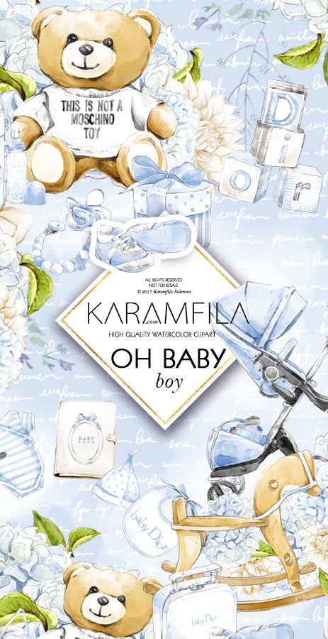 463x900 Baby Boy Clipart. Watercolor Baby Toys And Fashion Accessories - Watercolor Accessories