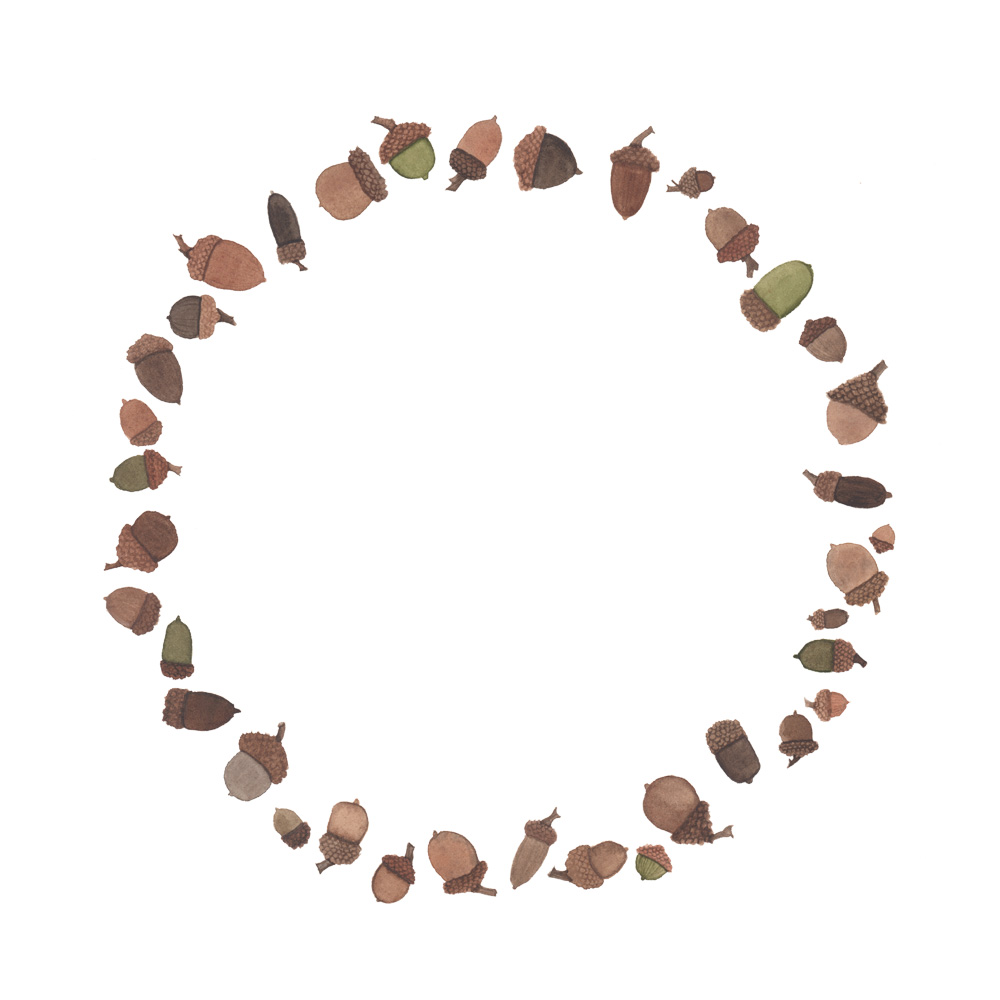 1000x1000 Acorn Watercolor Wreath My Giant Strawberry - Watercolor Acorn