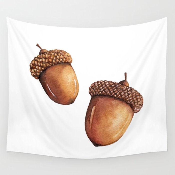 700x700 Watercolor Acorns Wall Tapestry By Ashleyind Society6 - Watercolor Acorn