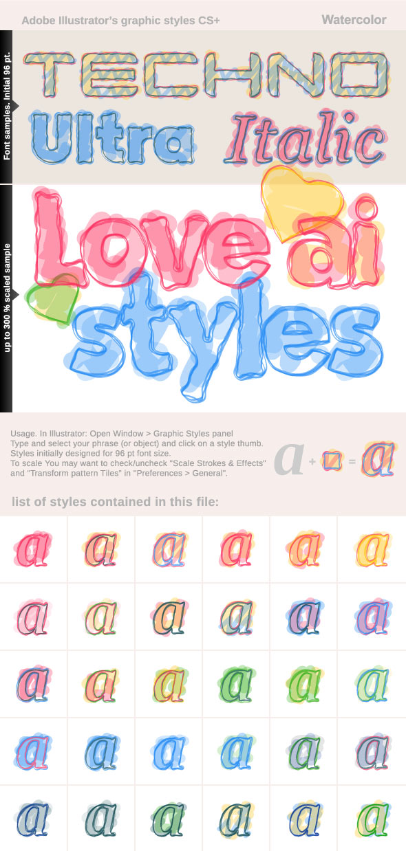 590x1238 Illustrator Graphic Styles. Watercolor By Dgbomb Graphicriver - Watercolor Adobe Illustrator