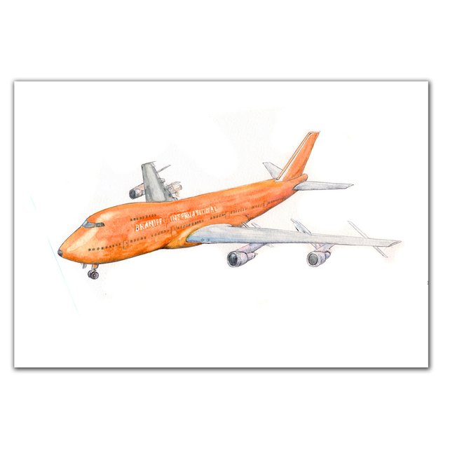 642x642 Airplane Painting Original Watercolor Boeing Watercolor Plane Etsy - Watercolor Airplane
