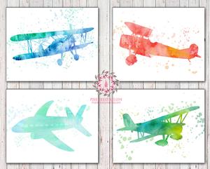 300x241 4 Watercolor Airplanes Airplane Plane Printable Print Prints Wall - Watercolor Airplane