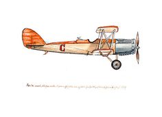 236x171 Thomas Morse S 4 Scout Vintage Airplane Watercolor Print, 8x10 - Watercolor Airplane