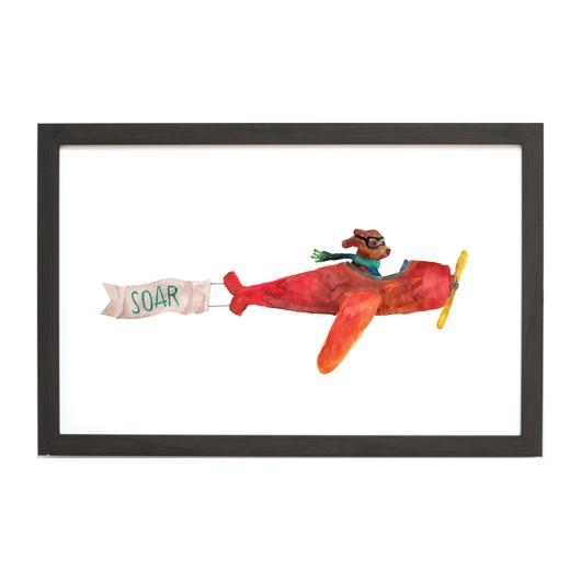 530x530 Watercolor Dog In Airplane Magnet Board Petallane - Watercolor Airplane