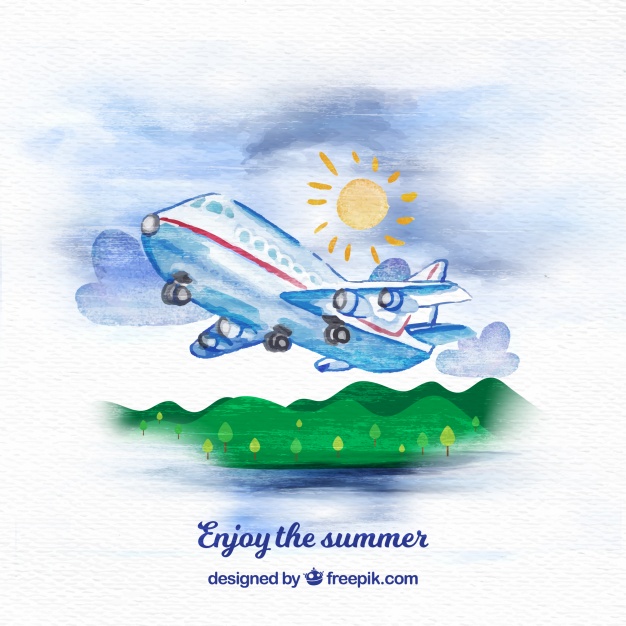 626x626 Watercolor Airplane Background Stock Images - Watercolor Airplane