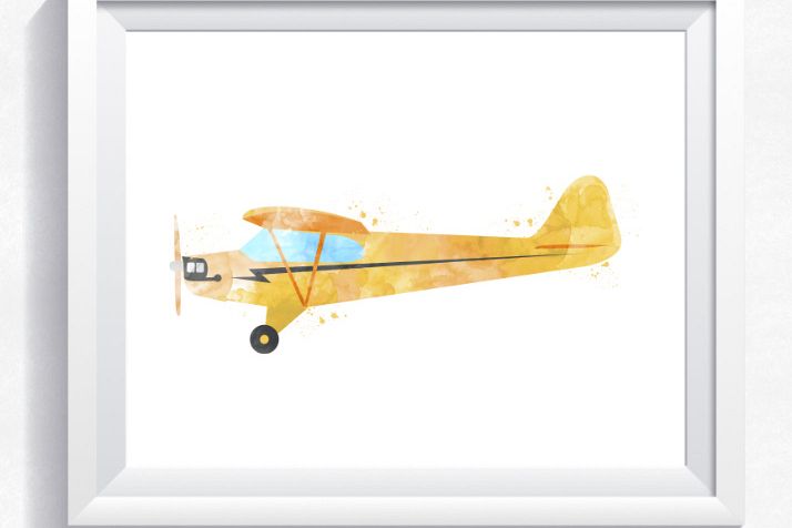 714x476 Airplane, Plane Printable, Retro Plane Design Bundles - Watercolor Airplane