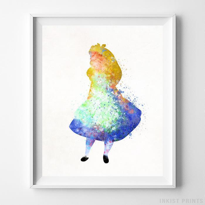 699x699 Alice In Wonderland Wall Art Disney Watercolor Poster Home Decor - Watercolor Alice In Wonderland