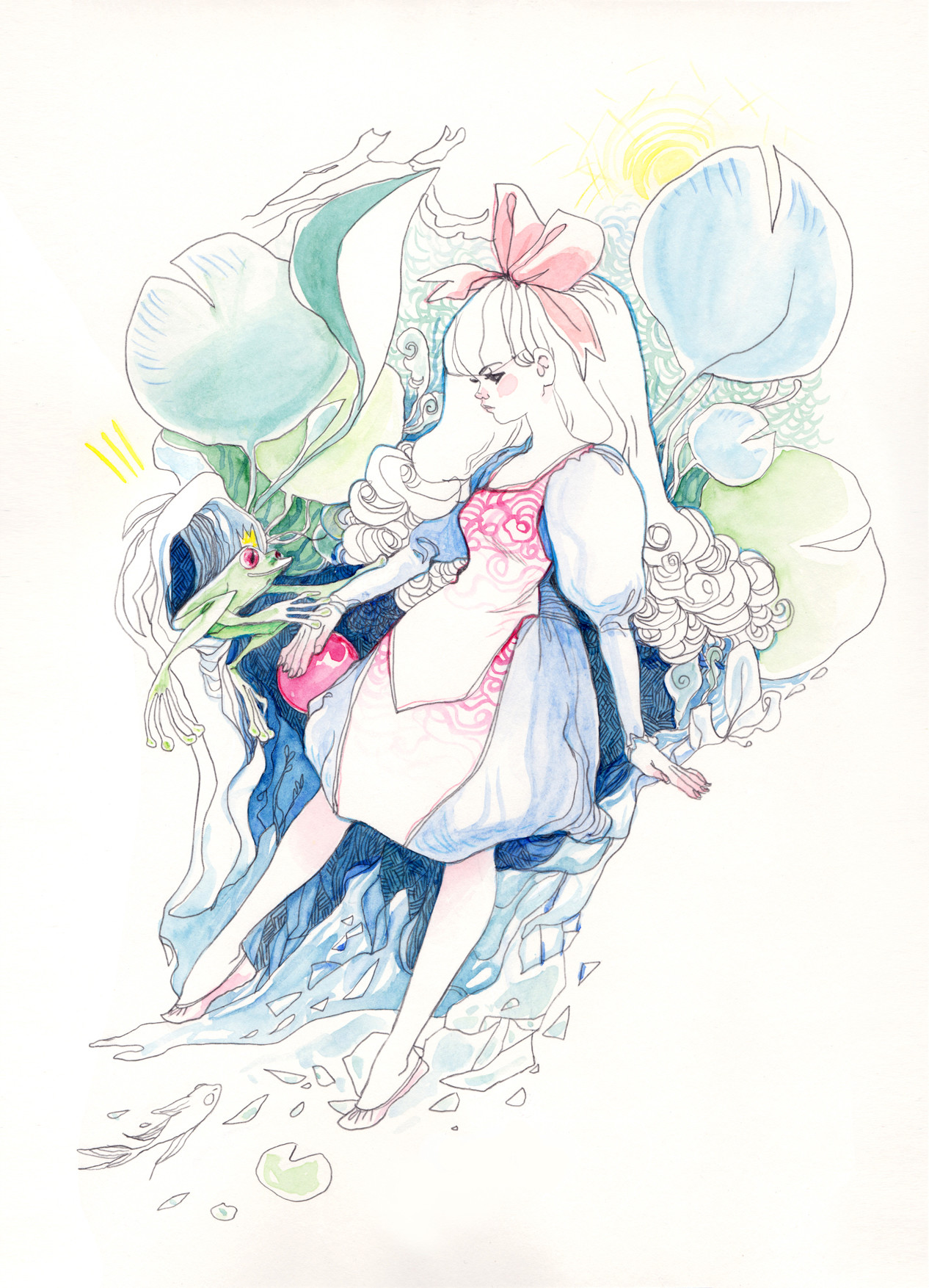 1266x1754 Artstation - Watercolor Alice In Wonderland