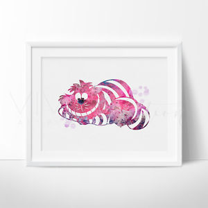 300x300 Cheshire Cat Alice In Wonderland Watercolor Nursery Wall Art Print - Watercolor Alice In Wonderland