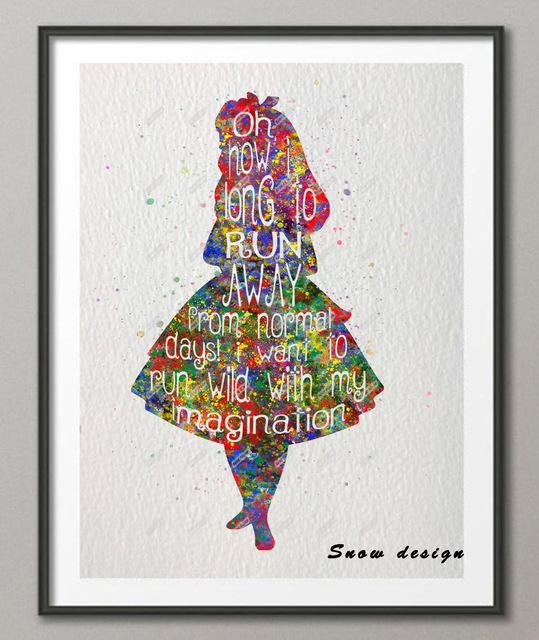 539x640 Original Watercolor Alice In Wonderland Quote Poster Print - Watercolor Alice In Wonderland