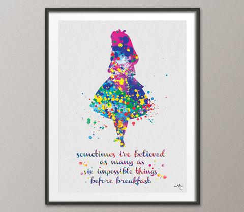 480x416 Alice In Wonderland Six Impossible Things Quote Watercolor Print - Watercolor Alice In Wonderland