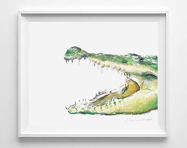 631x500 Alligator Watercolor Painting Handmade - Watercolor Alligator