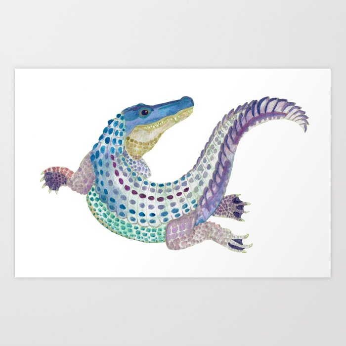 700x700 Watercolor Alligator Art Print By Clockworkdragon Society6 - Watercolor Alligator