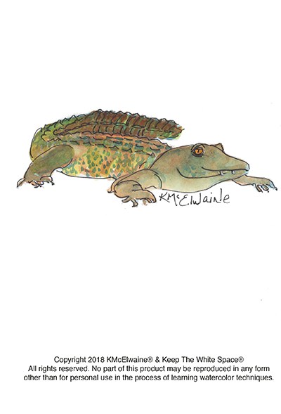 400x589 Alligator Watercolor Pattern Kathleen Mcelwaine Art - Watercolor Alligator