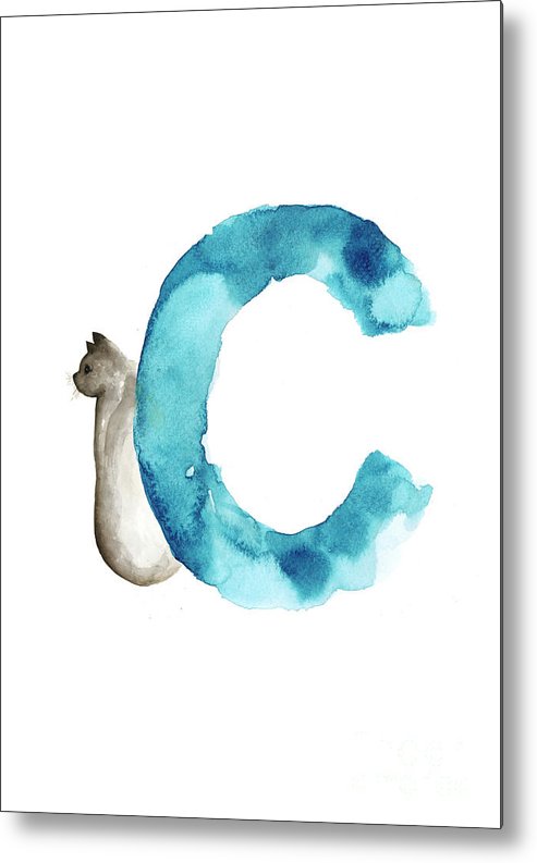 493x793 Watercolor Alphabet C Letter Abstract Cat Minimalist Painting - Watercolor Alphabet