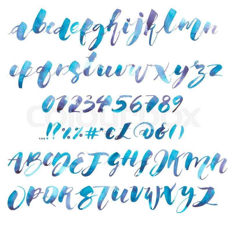 800x800 Watercolor Alphabet. Exclusive Custom Characters. Hand Lettering - Watercolor Alphabet