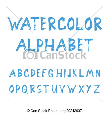 450x470 Illustration Of Grunge Handmade Calligraphy Watercolor Font - Watercolor Alphabet Font