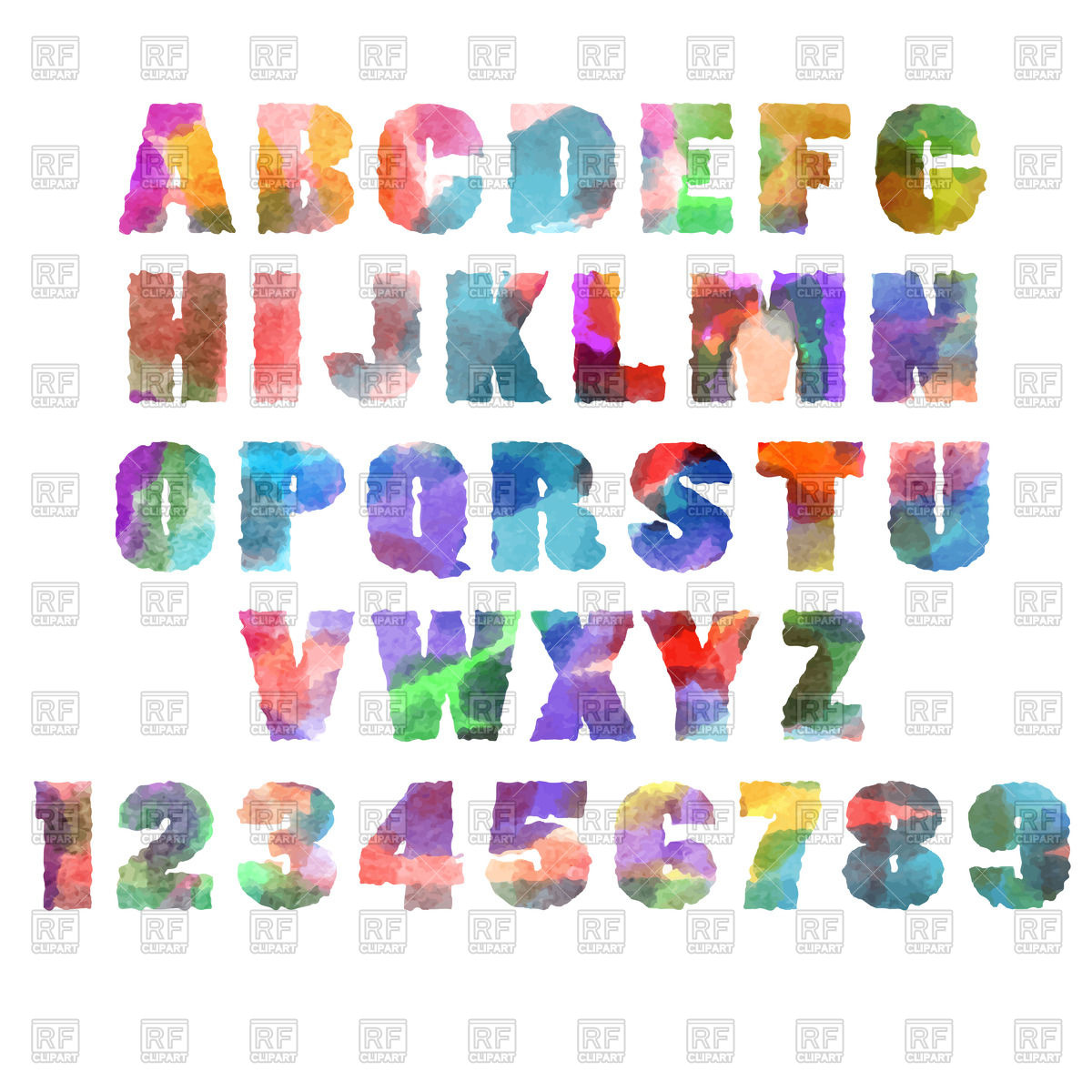 1200x1200 Alphabet (Font) Letters With Watercolor Or Aquarelle Texture - Watercolor Alphabet Font