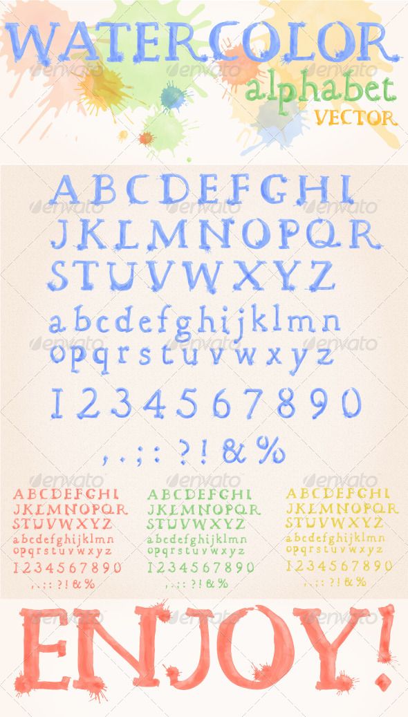 590x1037 Watercolor Alphabet Fonts, Typography And Ai Illustrator - Watercolor Alphabet Font