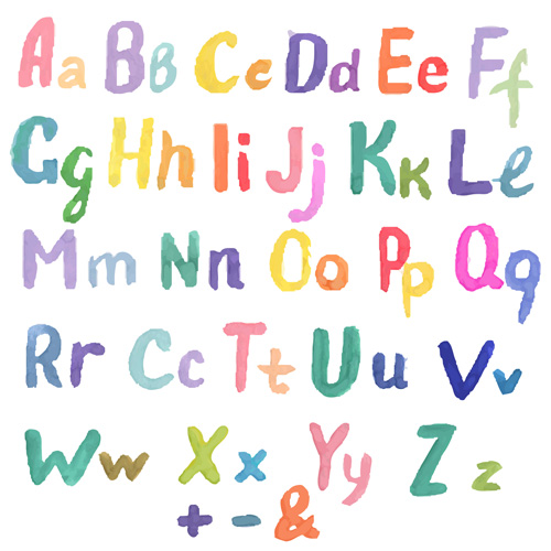 500x500 Watercolor Alphabet Font - Watercolor Alphabet Font