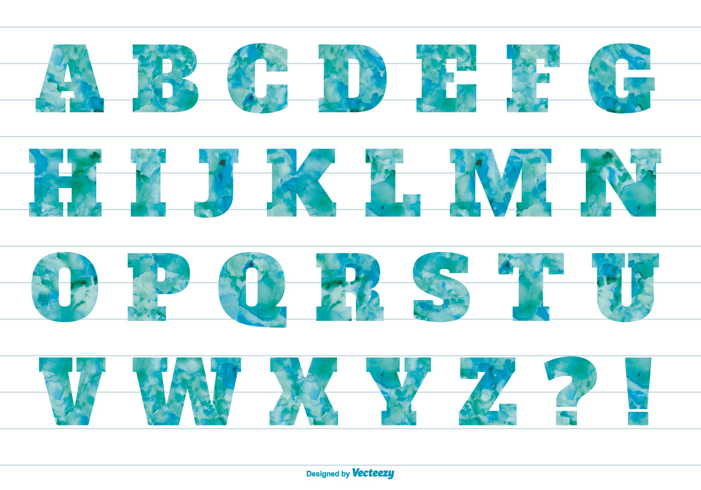 1400x980 Watercolor Alphabet Free Vector Art - Watercolor Alphabet Font