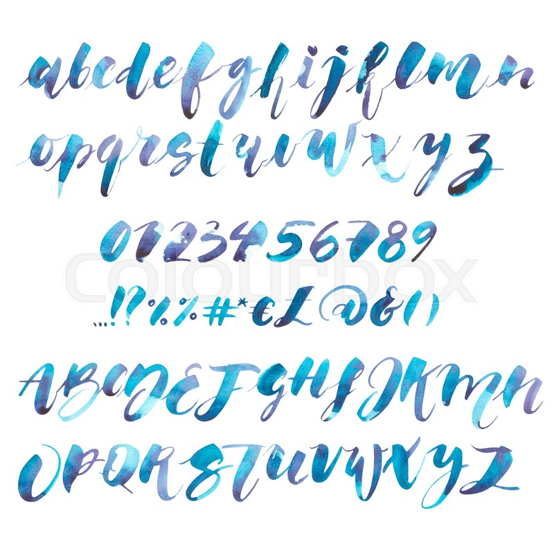 800x800 Watercolor Alphabet. Exclusive Custom Characters. Hand Lettering - Watercolor Alphabet Font