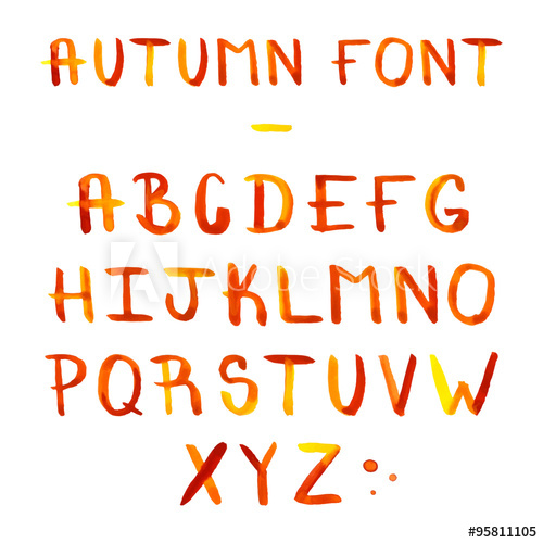 500x500 Watercolor Vintage Handwritten Vector Autumn Alphabet (Font) With - Watercolor Alphabet Font