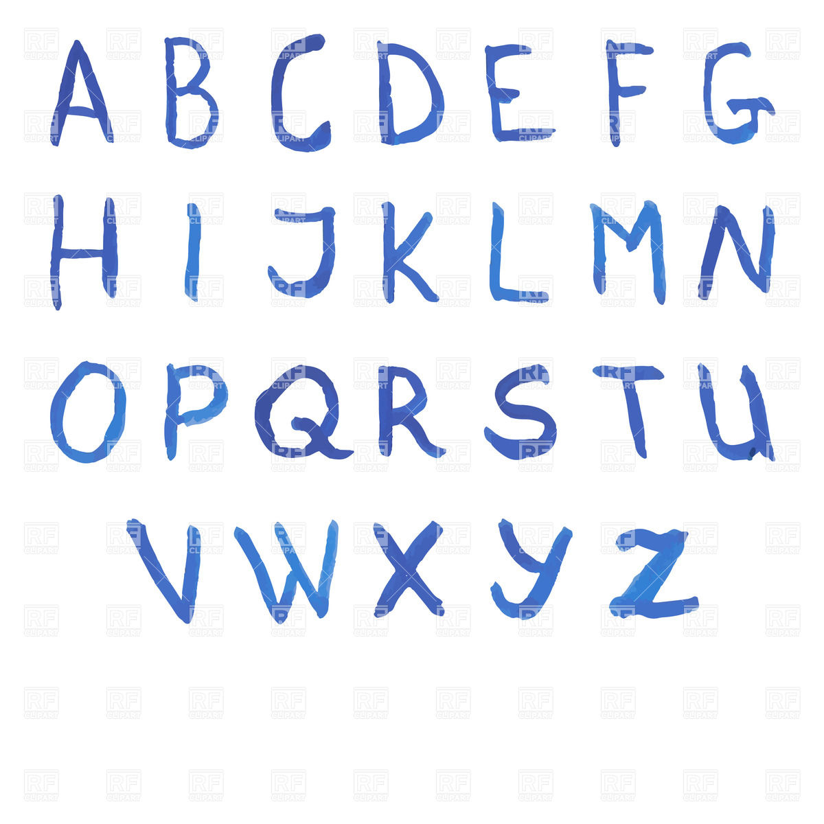 1200x1200 Alphabet Painted With Blue Watercolor - Watercolor Alphabet Font