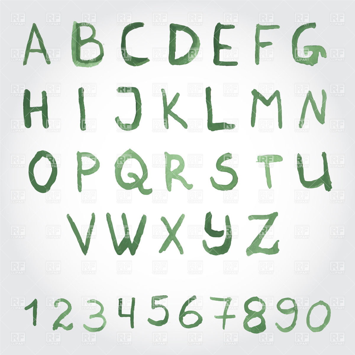 1200x1200 Alphabet Painted With Green Watercolor - Watercolor Alphabet Font