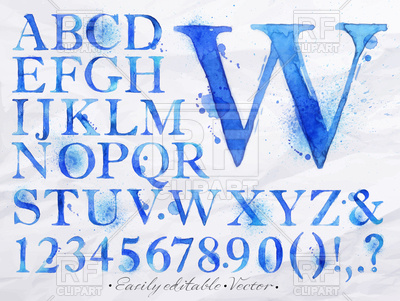 400x301 Alphabet Set Drawn Watercolor Font Vector Image Vector Artwork - Watercolor Alphabet Font
