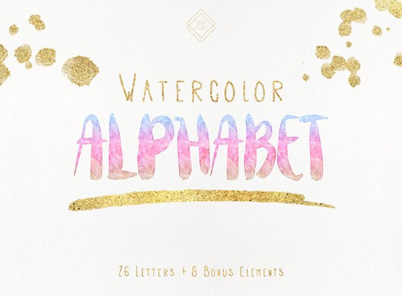 570x420 Watercolor Alphabet Clipart Rainbow Font Letter Clip Art Etsy - Watercolor Alphabet Letters