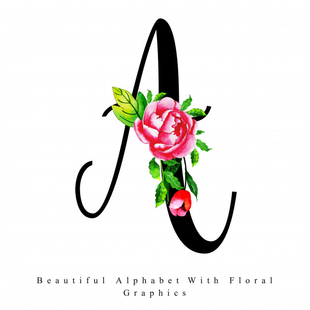626x626 Alphabet Letter A Watercolor Floral Background Vector Premium - Watercolor Alphabet Letters