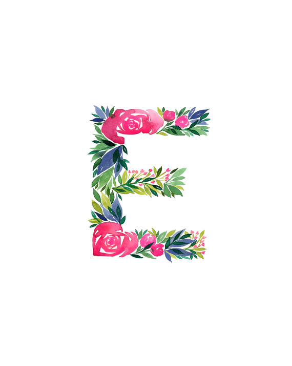 570x713 Watercolor Alphabet, Letter E Print, Initial E, Watercolor - Watercolor Alphabet Letters