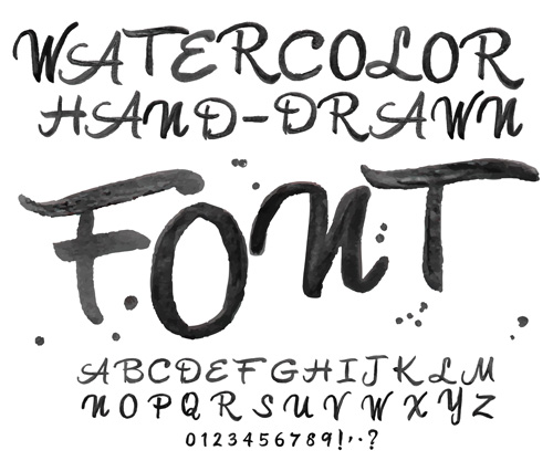 500x417 Watercolor Alphabet Letter With Numebrs Vector 01 Free Download - Watercolor Alphabet Letters
