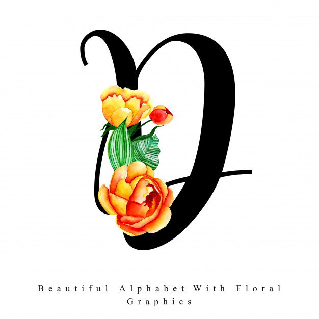 626x626 Alphabet Letter D Watercolor Floral Background Vector Premium - Watercolor Alphabet Letters