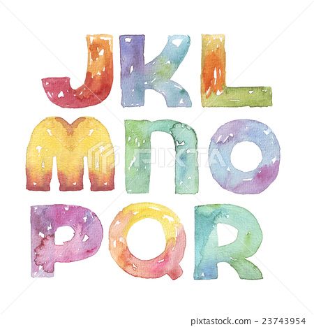 450x468 Watercolor Alphabet Letters Sequence From J To R - Watercolor Alphabet Letters
